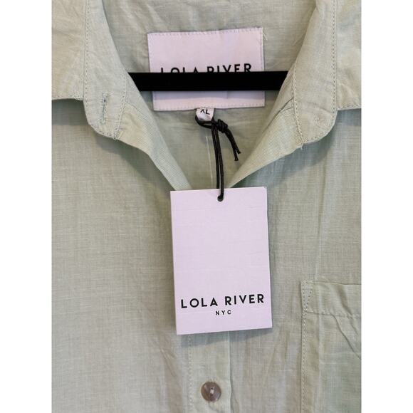 Lola River Jeremy Green Fig Women’s Blouse Size XL Short Sleeve 100% Cotton NWT - Picture 3 of 7